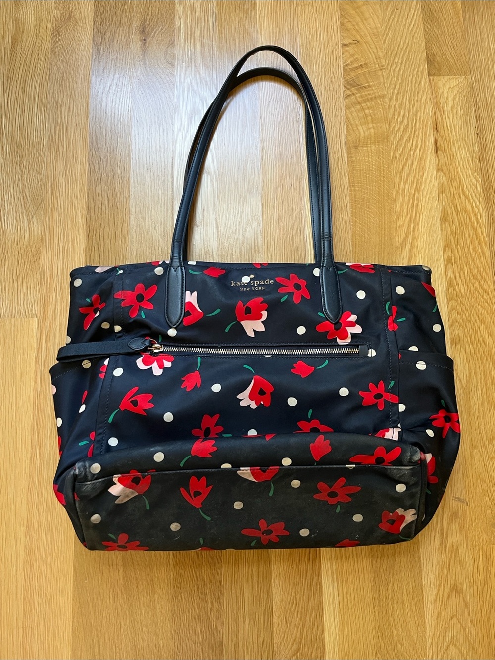 kate spade Black Floral & Polka Dot Tote